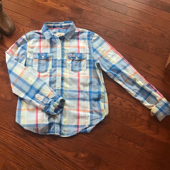 Hollister multicolored plaid button down shirt - Picture 2 of 7